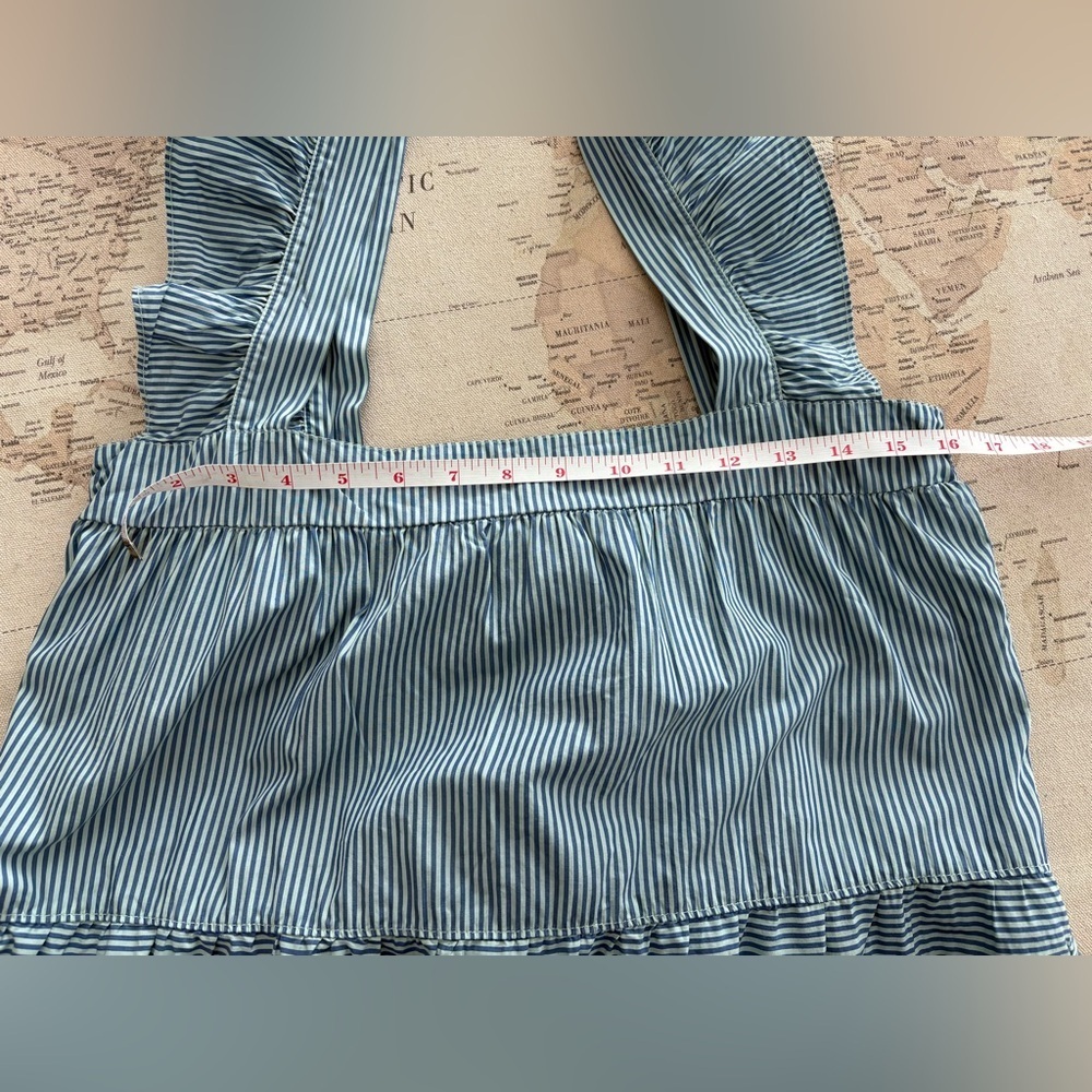 Nation LTD Los Angeles Camille Blue Striped Sundress M Flutter Sleeve Midi Dress - Picture 12 of 14